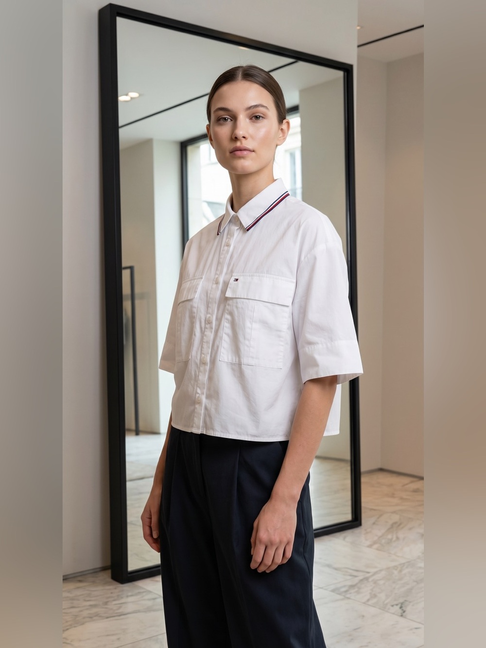Tommy Hilfiger Crop Button-Down Shirt